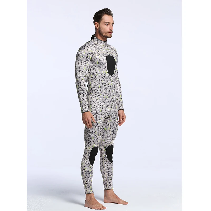 Мужской длинный костюм для дайвинга толстый Камуфляжный с молнией сзади 3 мм