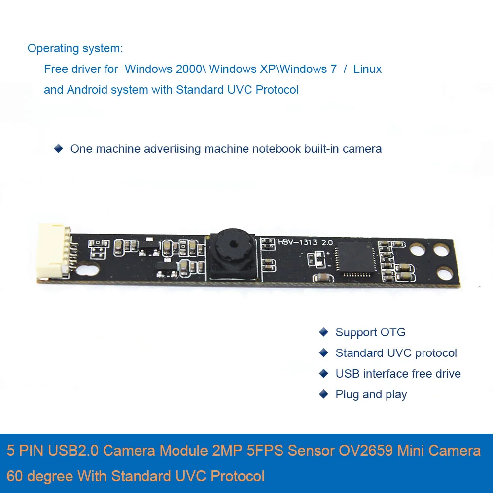 5 PIN USB 2 0 модуль камеры МП 5fps датчик OV2659 мини камера 60 градусов со стандартным UVC
