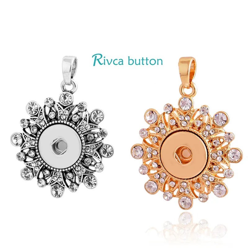 Rivca 18 мм кулон с кнопкой ювелирные изделия кристалл винтажное ожерелье для женщин