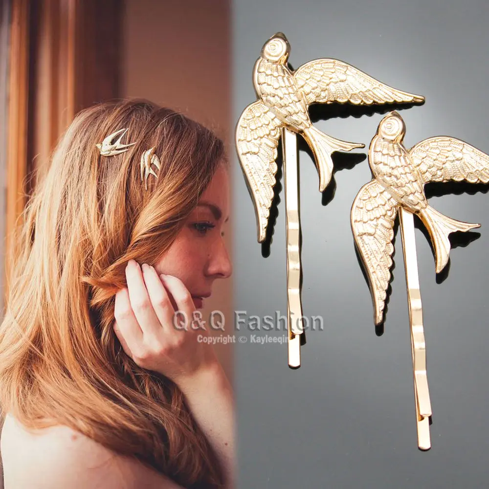 2x рокабилли золото Ласточка Птица французский Updo заколка для волос платье