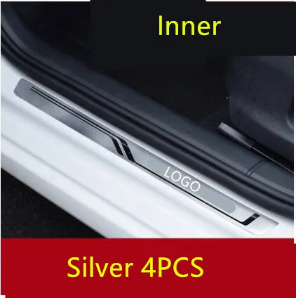 Silver Inner Сталь порога пластины двери Scuff крышка удар шаг отделкой протектор литья для Skoda Octavia 16 17 18 AA442 - Название цвета: Silver Inner