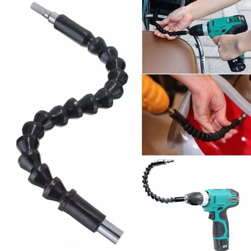 

1Pc Black Flexible Shaft Bits Hex Shank 1/4'' 295mm Extension Screwdriver Drill Bit Holder Connect Link Electronic Drill Tools