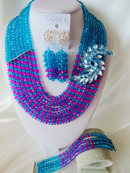 НОВЫЙ нигерии свадьбы Бирюзовый africanbeads Комплект ювелирных изделий