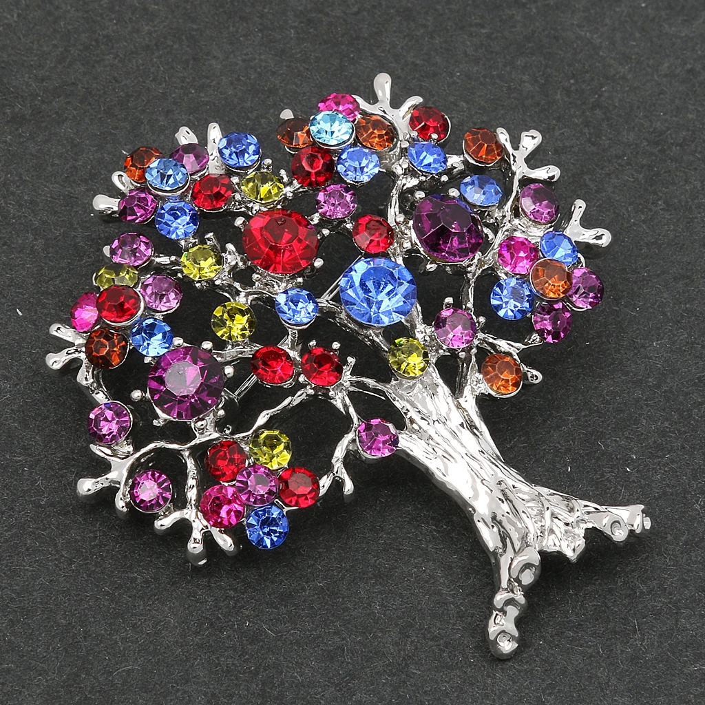 Роскошные Женские Потрясающие Красочные Стразы Древо жизни брошь булавки|brooch