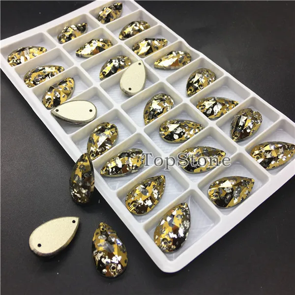 Crystal Gold Patina TopStone Кристалл патина 11X18 мм каплевидные швейные хрустальные бусины K9 стекло капелька пришить Камень качество изготовления ювелирных изделий - Цвет: Crystal Gold Patina