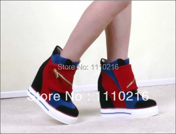 

hot new 2017 fashion ladies high heels wedges platform casual Elevator shoes ankle short boots hidden wedges high heels sneakers