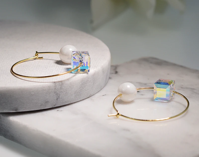 BAFFIN кристаллы от SWAROVSKI позолоченные серьги-кольца для женщин вечерние имитация жемчуга цветные яркие Бусины Ювелирные изделия Подарки