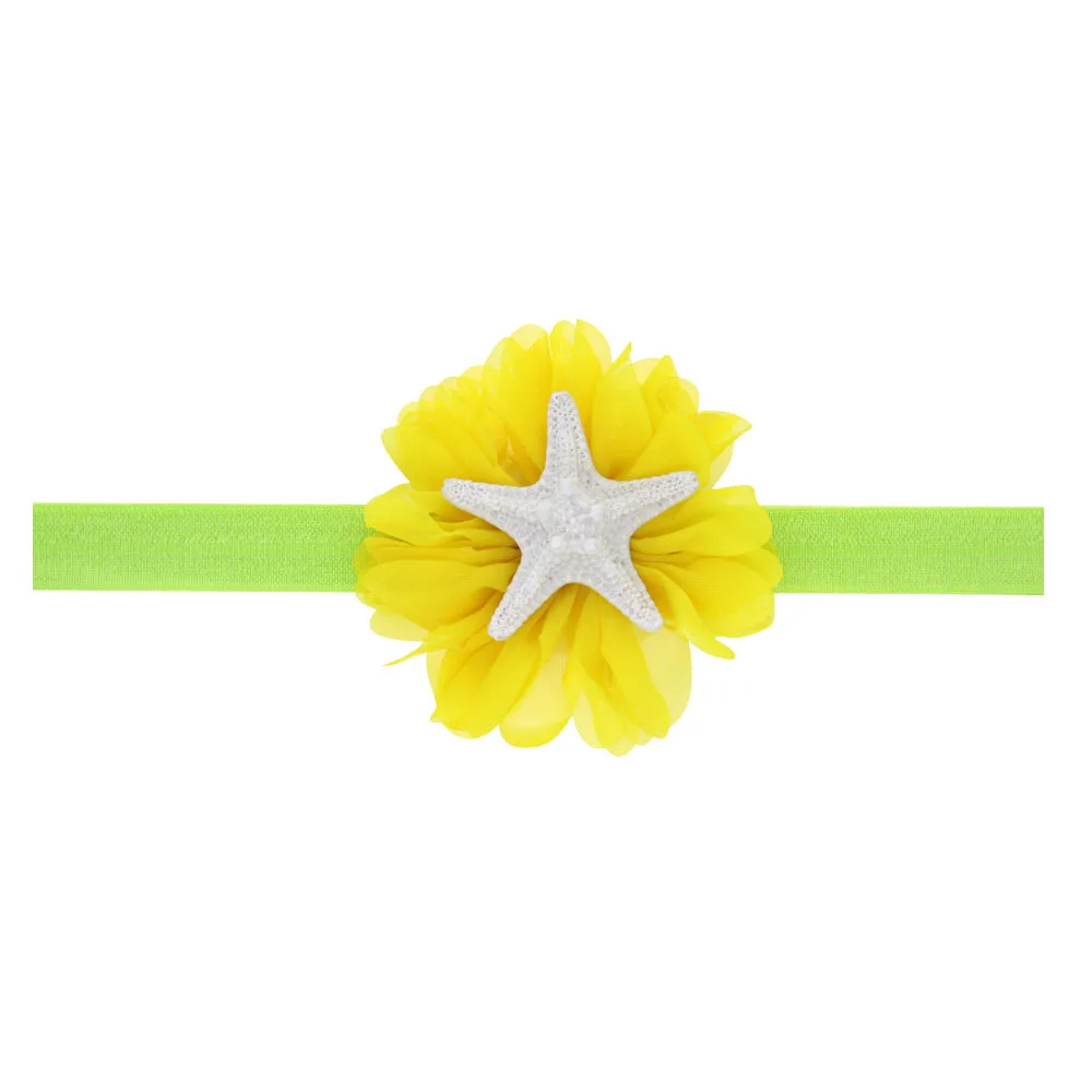 Nishine Chiffon Flower with Starfish Rhinestone Headband Little Mermaid Inspired Hairband Hair Accessories Birthday Gift |