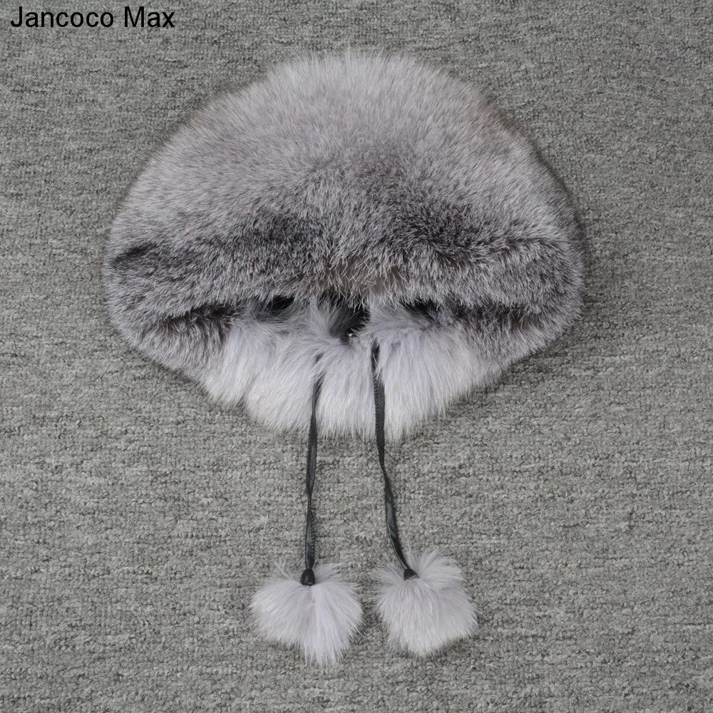 Jancoco Max натуральным лисьим мехом меховые шапки-бомберы зимние Для женщин теплые высокое качество модные бейсболки новое поступление S7148