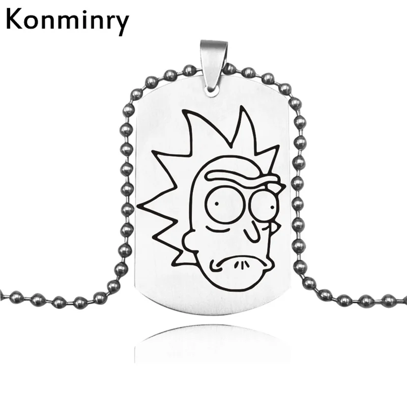 Konminry Rick And Morty квадратное ожерелье из нержавеющей стали горячее аниме смешное лицо мультфильм металлическое ожерелье из бисера для женщин мужчин - Окраска металла: 10
