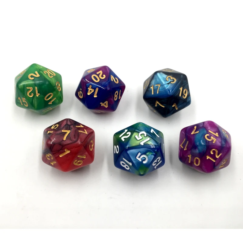 Роллоу игральные кости D20 двухцветные ролевые богатые цвета для ролевых игр