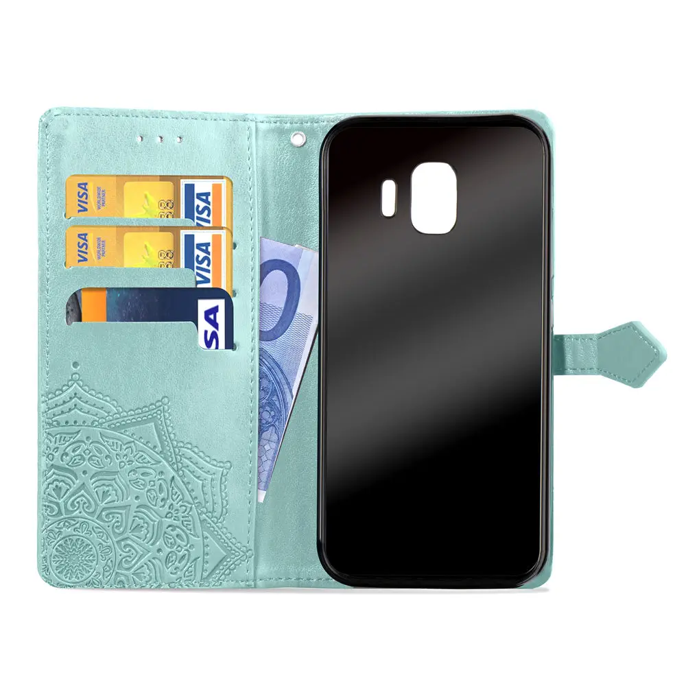 For SAMSUNG J2 pro 2018 case Flip Leather Mandala Flower Phone Case Cover Coque | Мобильные телефоны и аксессуары
