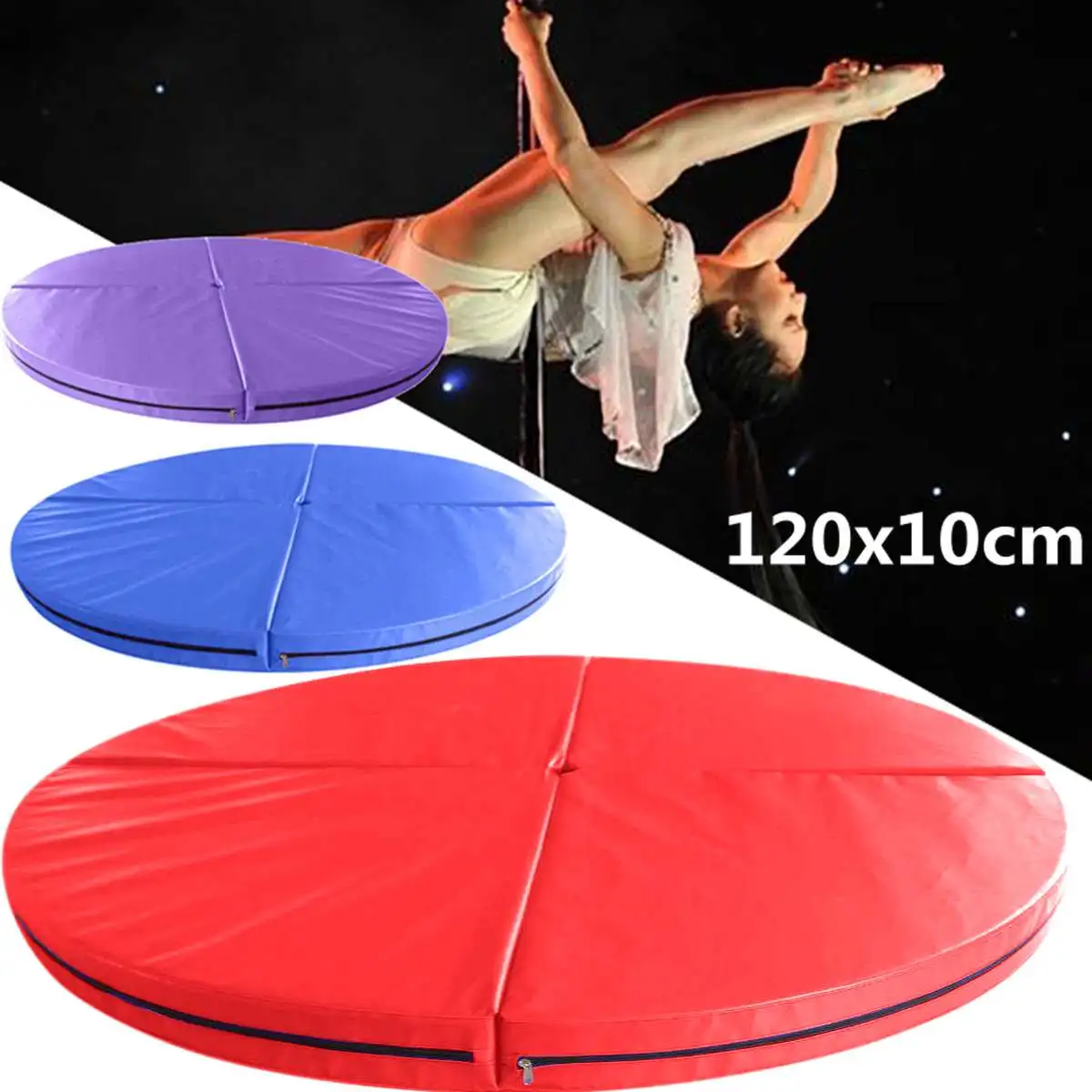 

120X10cm Portable Folding Pole Dance Safety Yoga Mat Floor Home Gym Exercise Fitness Pad Round Dance Mats Training Body Building