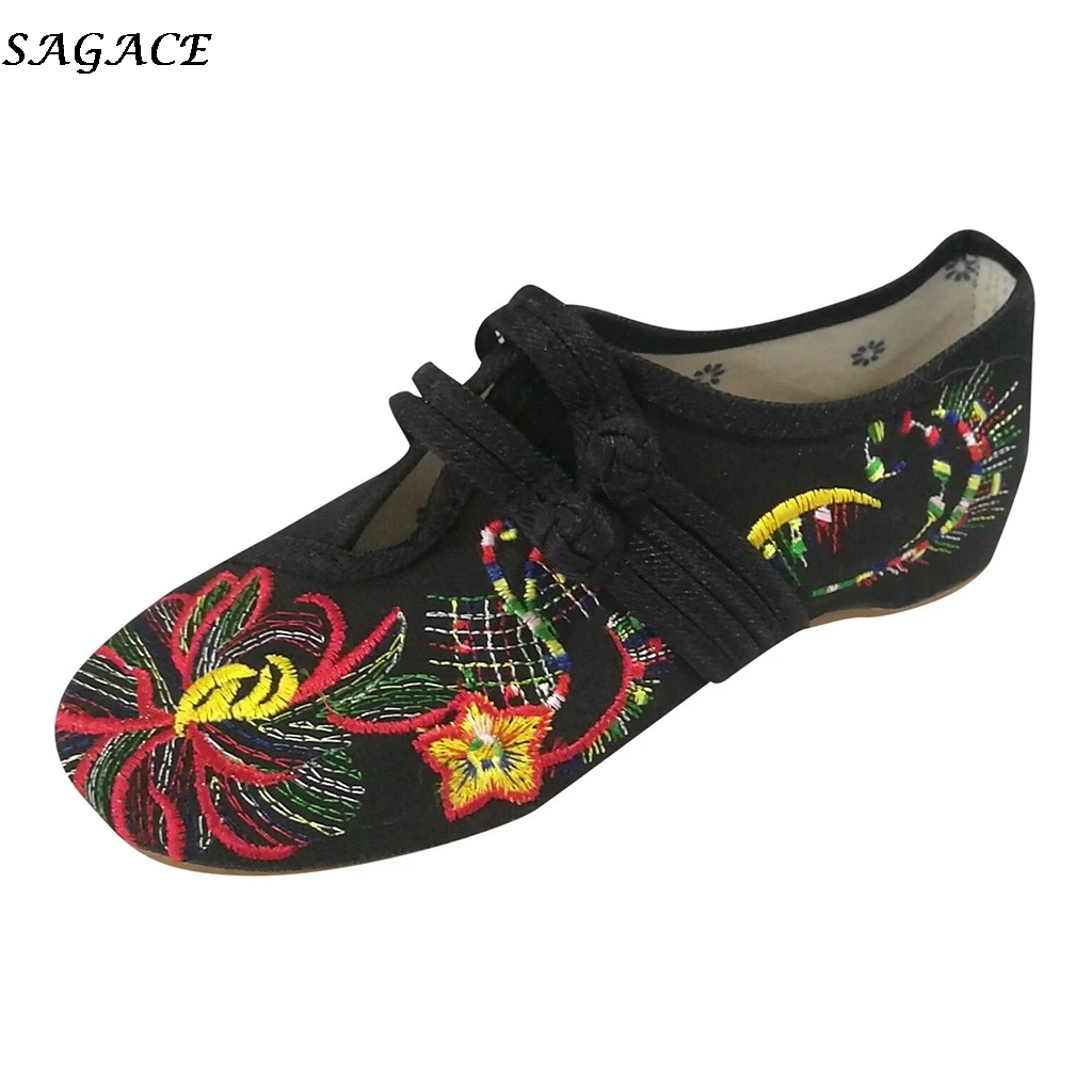 SAGACE обувь на плоской подошве Женская в винтажном стиле В этническом с вышивкой