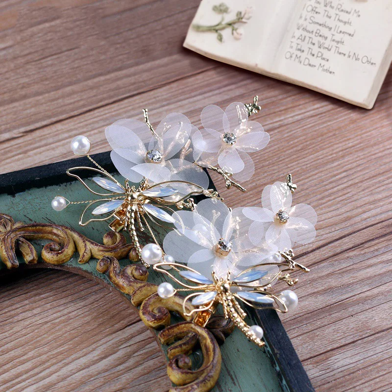 Заколки для волос золотистого цвета в форме стрекозы заколки девочек свадебные