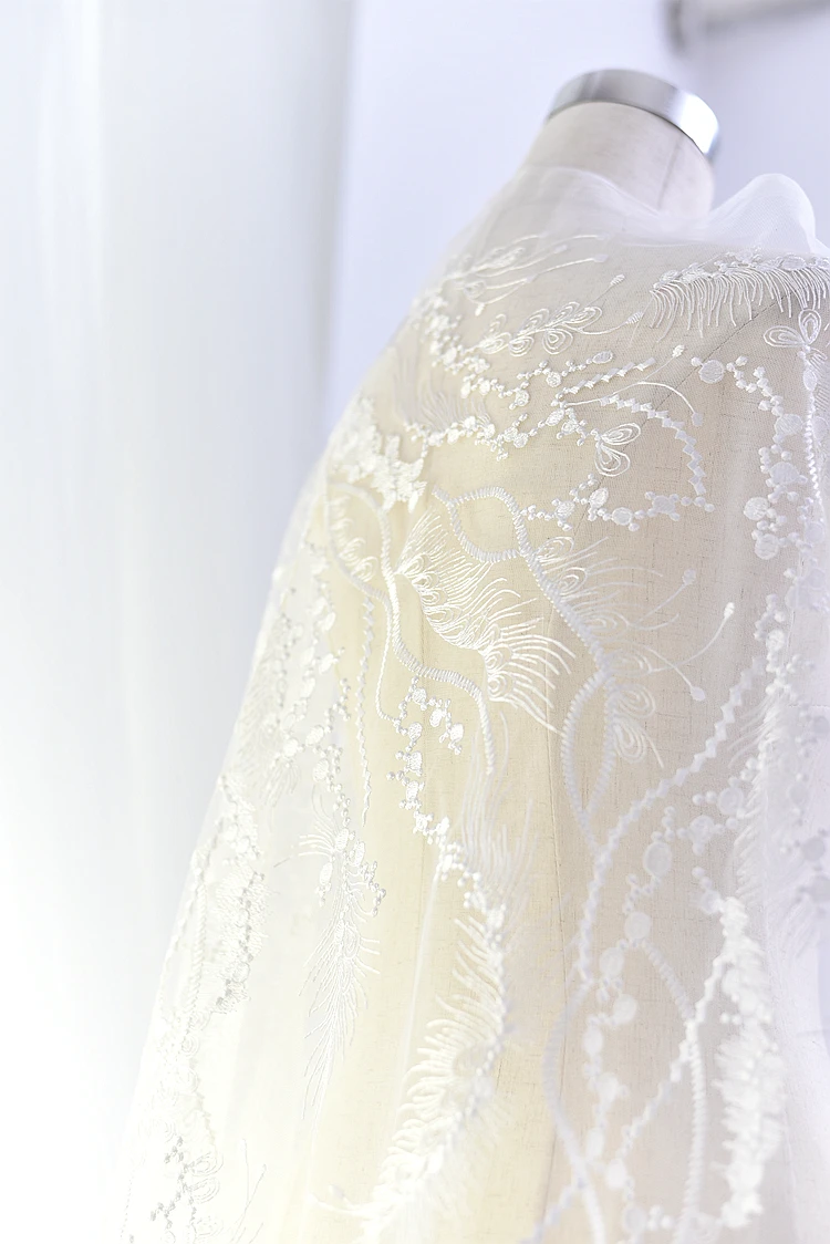 130 см Королевский стиль французская Цветочная кружевная ткань цвета слоновой