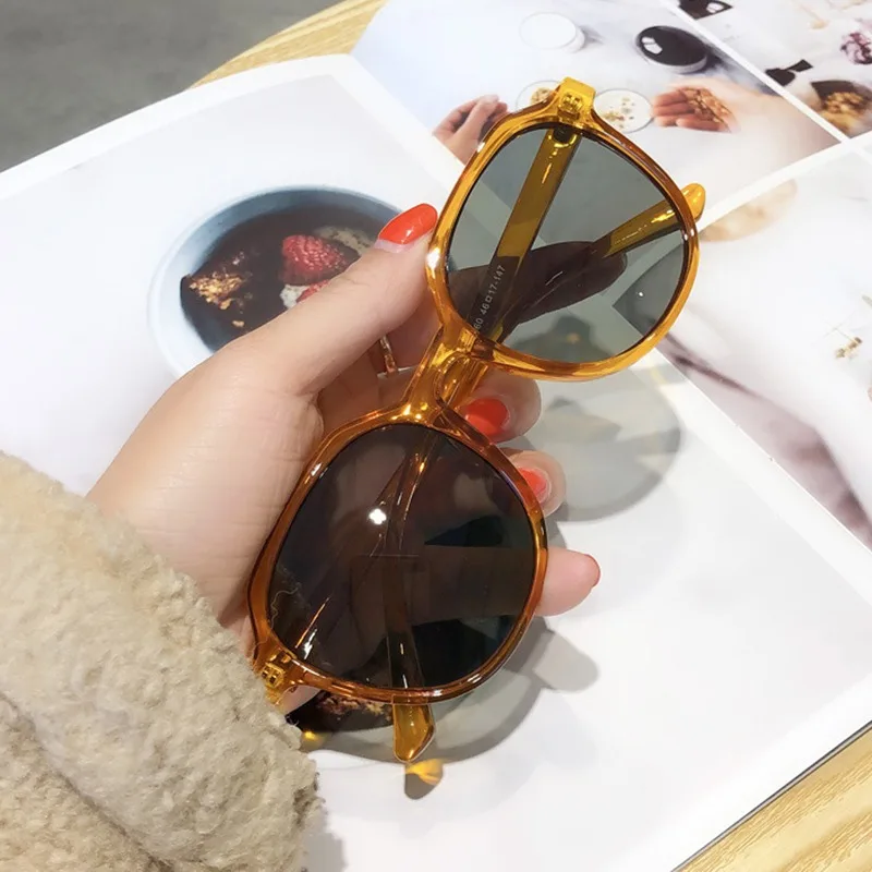 H Women Fashion Korean Style Unisex sunglasses women Candy Color Large Retro Frame sun glasses 4 styles Sunglass | Аксессуары для
