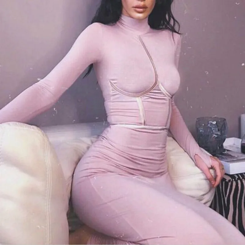 Turleneck Long Sleeve Sexy Bodycon Dresses Woman Party Night Pencil Dress Women Spring Summer | Женская одежда