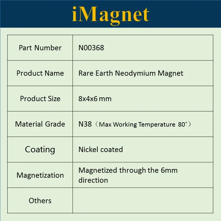 10 шт. сильный неодимовый магнит N38 8x4x6 мм|rare earth neodymium magnets|neodymium magnetndfeb magnet |