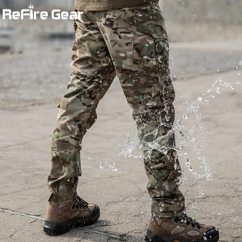 ReFire Gear-pantalones militares de camuflaje para hombre, pantalón táctico de combate, multibolsillo, impermeable, SWAT, Cargo especial