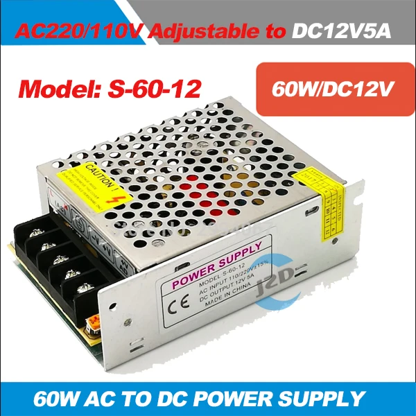12VDC 5A 60 Вт Трансформаторы освещения Светодиодный драйвер адаптер питания для