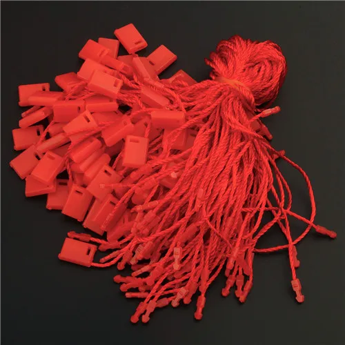 Red 950 шт./лот пластиковые квадратные пряжки этикетки полиэстер шнурок веревка Висячие планшеты для одежды мешок бирки карты DIY аксессуары для одежды - Цвет: Red