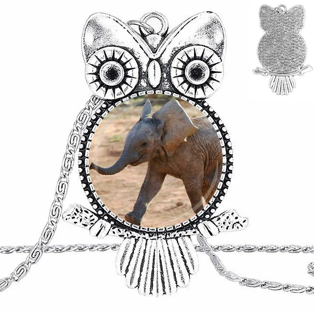 EJ глазурь для девочек оптом Детский слон бронзовый цвет стеклянный кабошон с