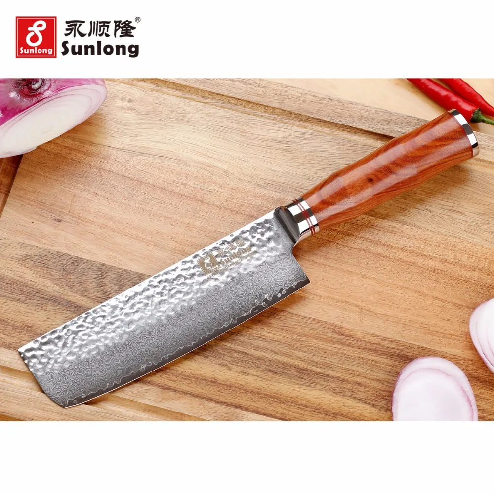 Японская ручка из дамасской стали Sunlong Nakiri 6 5 дюйма Usuba VG10 67 слоев натурального