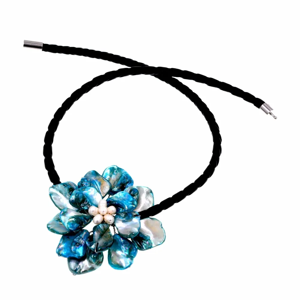 Fashion Mop Jewelry blue turquoises shell flower necklace for womens chokers | Украшения и аксессуары