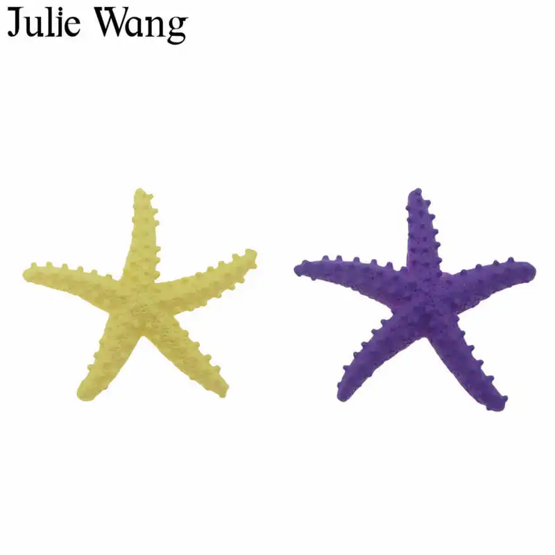 Julie Wang 4 шт. 42x39 мм полимерные Большие морские звезды с плоским основанием Кабошоны
