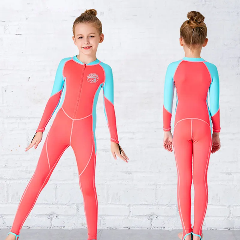 Цельнокроеные Гидрокостюмы Hisea с длинным рукавом для девочек милые детские из