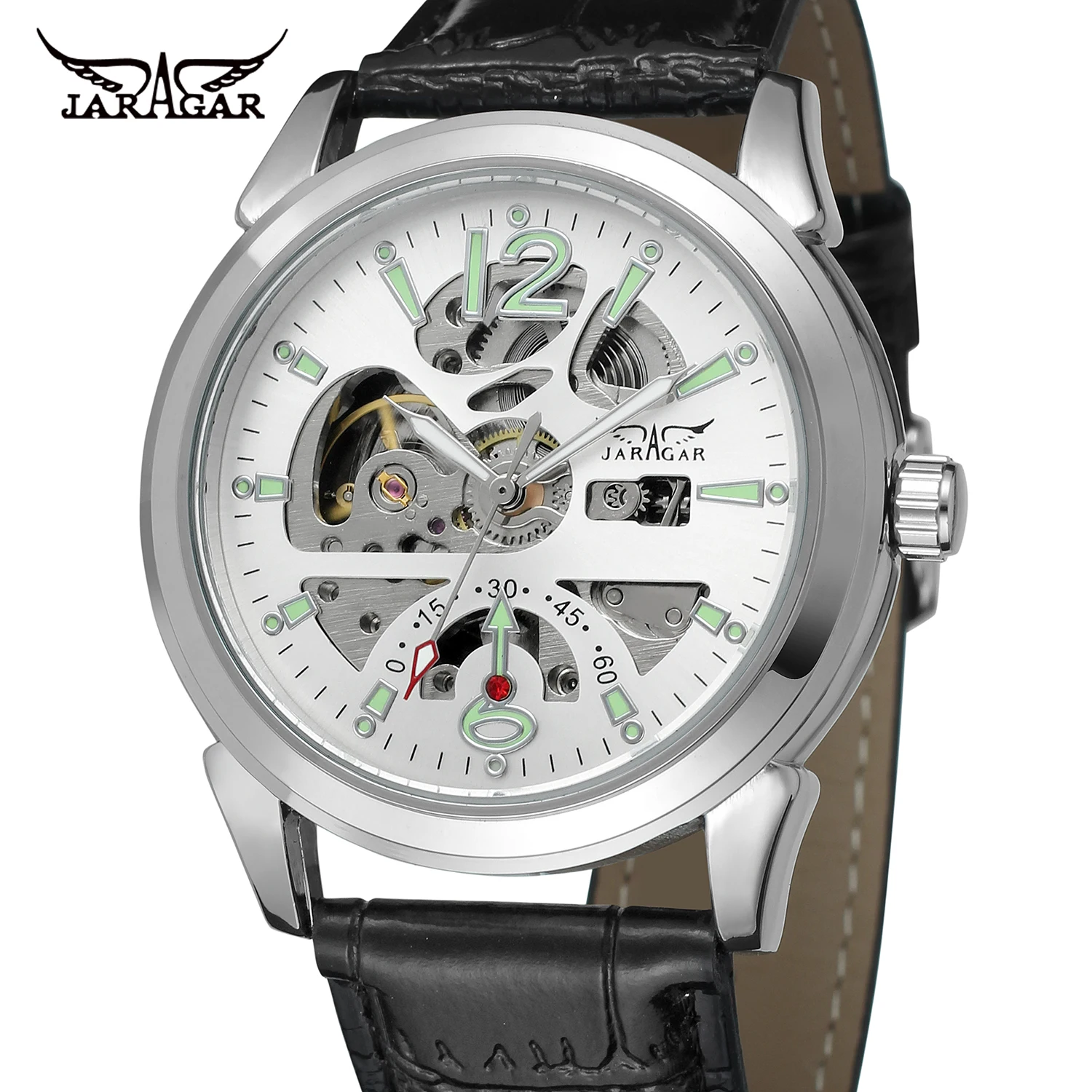 Jaragar Лидирующий бренд мужские роскошные часы Скелетон Tourbillion автоматические