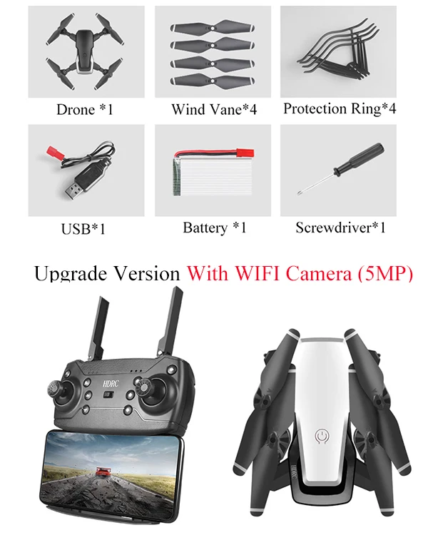 White (with camera) Новое Квадрокоптер FPV широкоугольный WiFi камера HD RC Мини вертолет складная рука складной Дрон - Цвет: White (with camera)