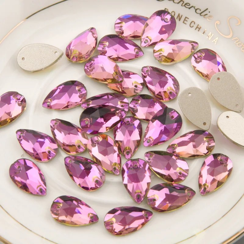 YANRUO 3230 All Sizes Rose Crystal Glitter Diamond Drop Shape Strass Sew On Flatback Rhinestone For Clothing | Дом и сад