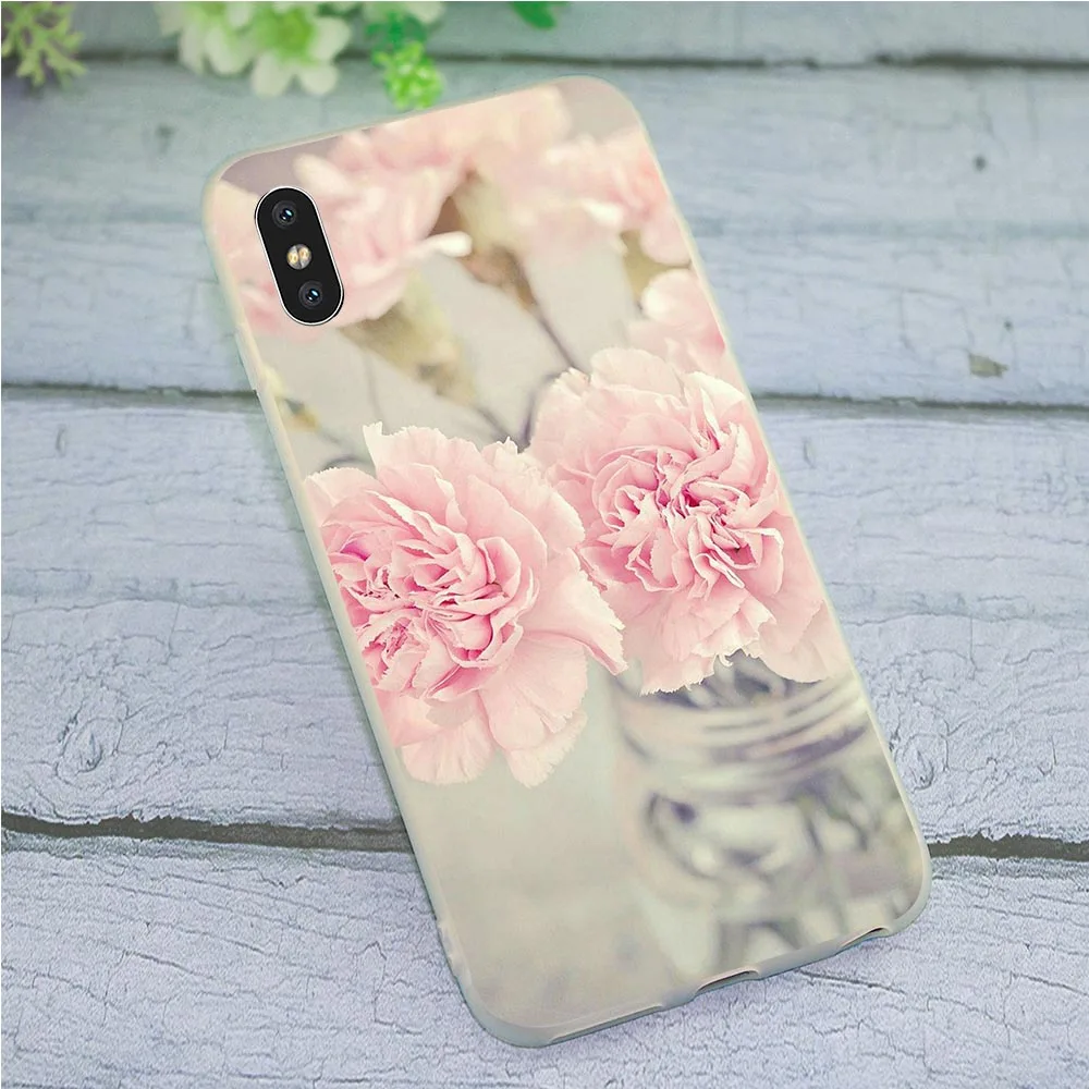 Мягкий чехол для телефона из ТПУ с цветочными листьями iPhone 6 7 XR X 8 Plus 5 6S SE Xs Max 11