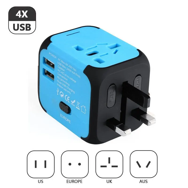 плаги пробка Универсальный дорожный переходник двойной usb разъем зарядное