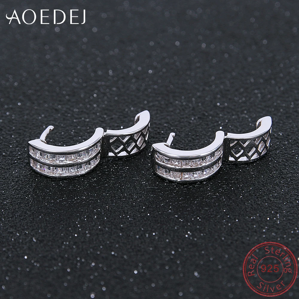 AOEDEJ 925 Sterling Silver Ear Hoop Earrings Cubic Zirconia Circle Women's Earring Brincos for Girls Hoops Creole Earing Jewelry |