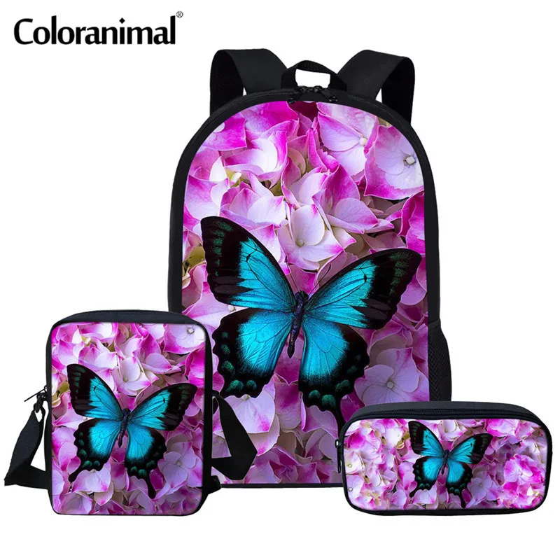 Coloranimal красивая бабочка школьная сумка комплект для подростков девочки мальчика