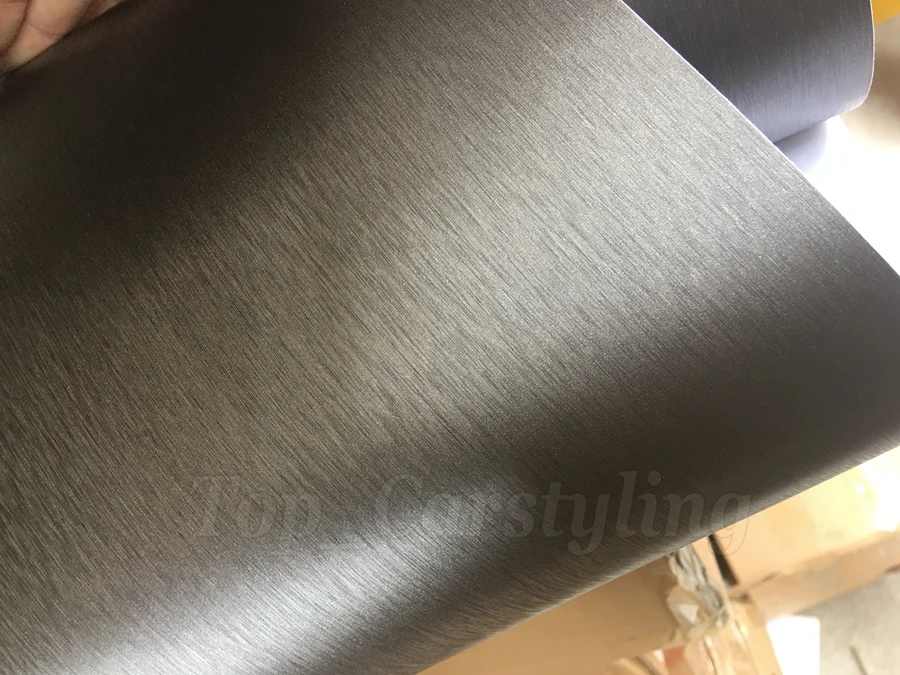 Низкая цена 1.52X20 м/roll Титан Матовый алюминий винил wrap оклеивание щетка стальная