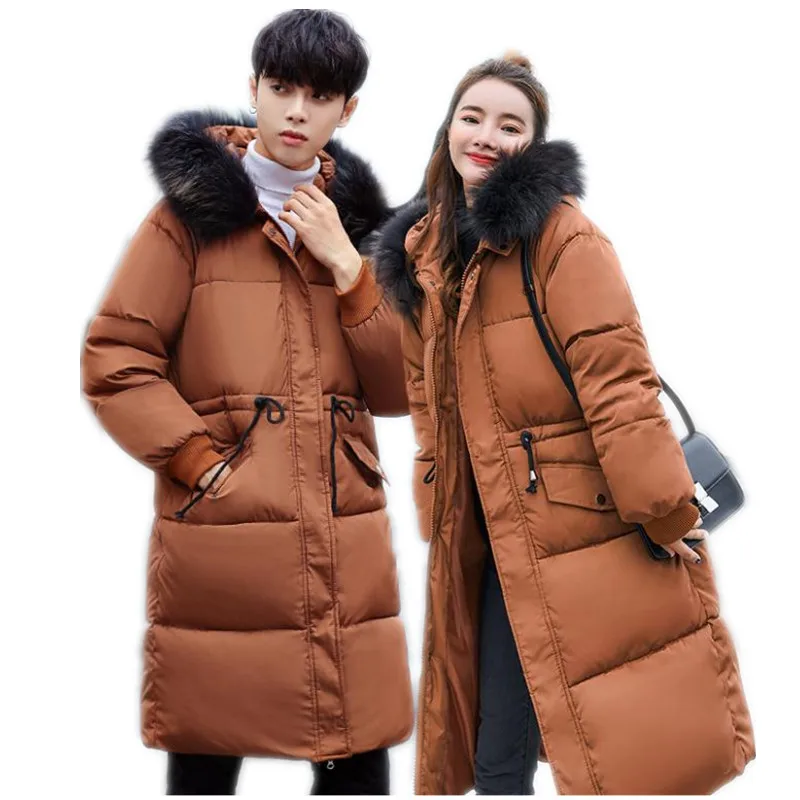 

New Arrival 2018Fashion Winter Women&Men Down Cotton Jacket Hooded Fur Collar Winter Loose Thick Warm Winter Parkas Mujer Q758