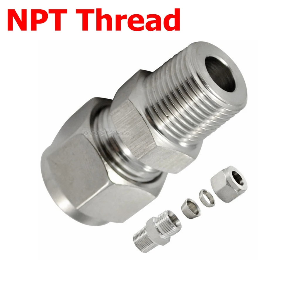 2 шт. 1/4 &quotNPT наружная нить x 8 мм OD трубчатая компрессионная трубка с двойным