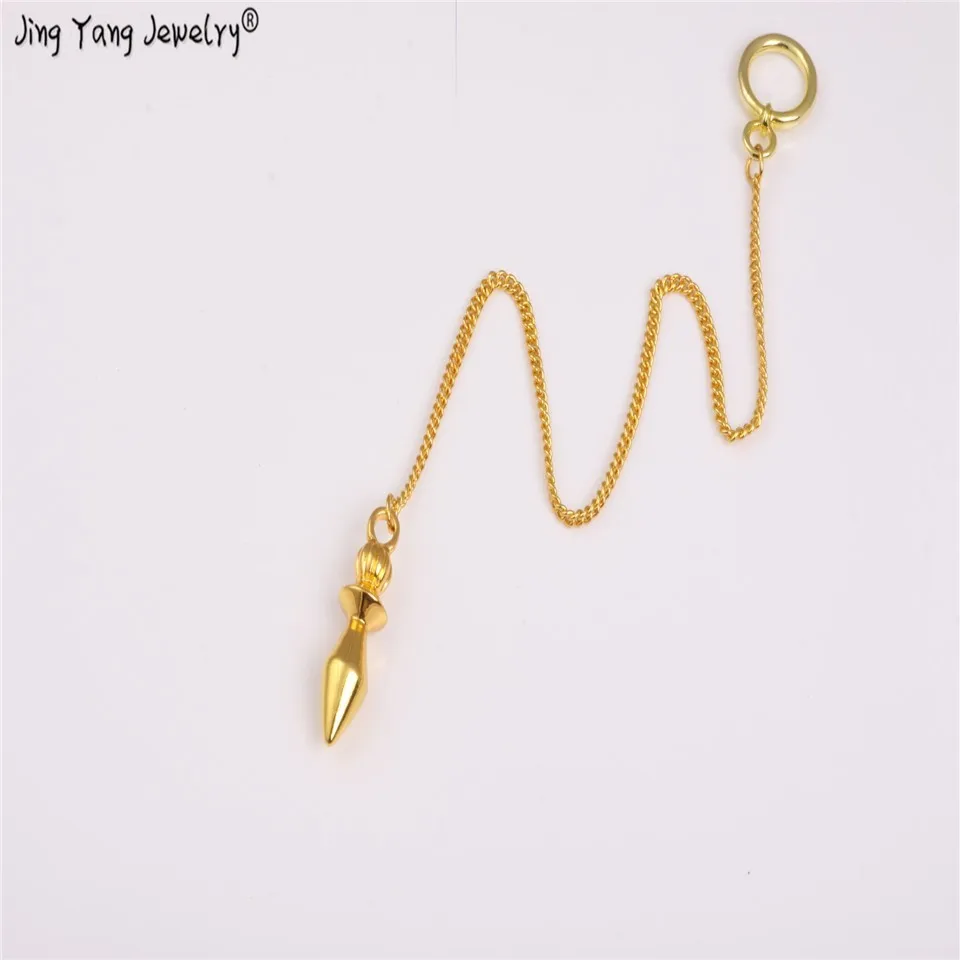Gold Маятник Металл медь Dowsing рейки исцеляющая Пирамида маятниковая подвеска талисманы чакра амулет хром золото Amuletpendulos para radiestesia - Окраска металла: Gold