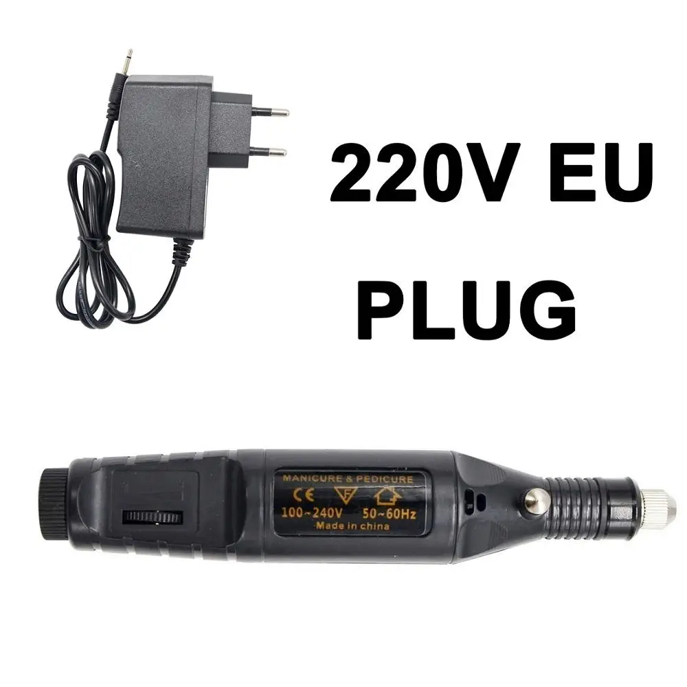 black EU plug Синяя Ручка Форма электрическая маникюрная пилочка для ногтей машина для резьбы, шлифования, полировки, формирования и так далее - Цвет: black EU plug
