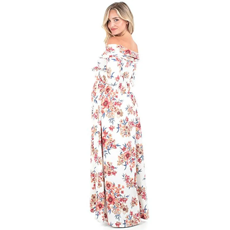 Long Sleeve Floral Maternity Dresses For Pregnant Women Clothes Straight Pregnancy Gravidas Clothing | Мать и ребенок