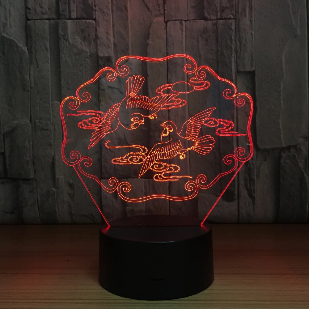 Мандаринки 3D светодиодный Иллюзия ночной Светильник животных USB красочная