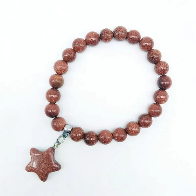 11 цветов натуральный камень Бусины Кулон Пентакль браслеты розовый Кристалл