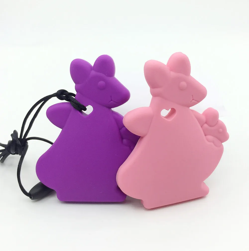 

NEW! Large kangaroo Silicone Teething Pendant BPA silicone large animal baby necklace silicone kangaroo pendant for baby