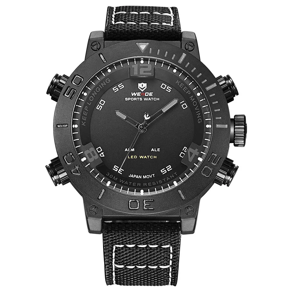 WEIDE часы люксовый бренд кварцевые часы спортивные цифровые nylong платье часы модные повседневные водонепроницаемые черные часы с будильником relogio - Цвет: Серый