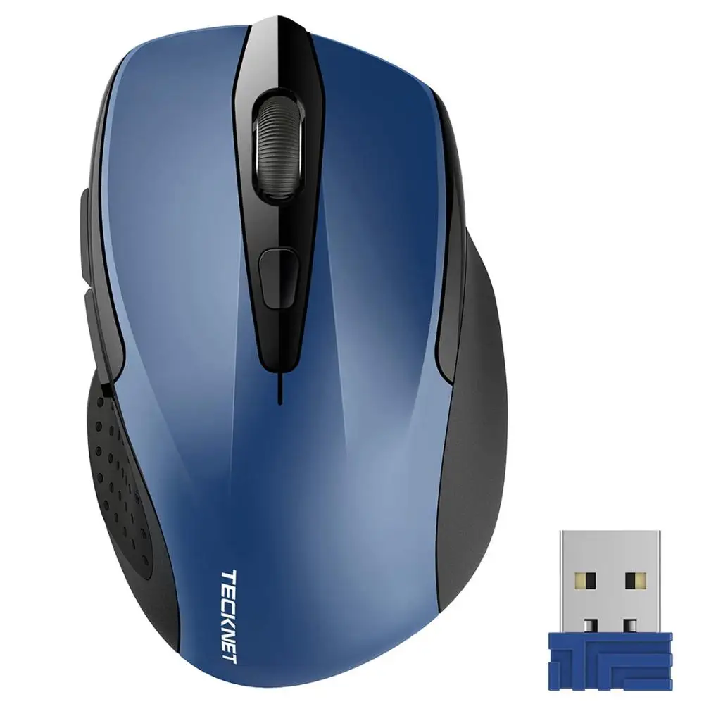 TeckNet USB Беспроводная мышь 2600 dpi Регулируемый USB приемник оптическая компьютерная мышь 2,4 ГГц эргономичные мыши для ноутбука ПК мышь - Цвет: Blue