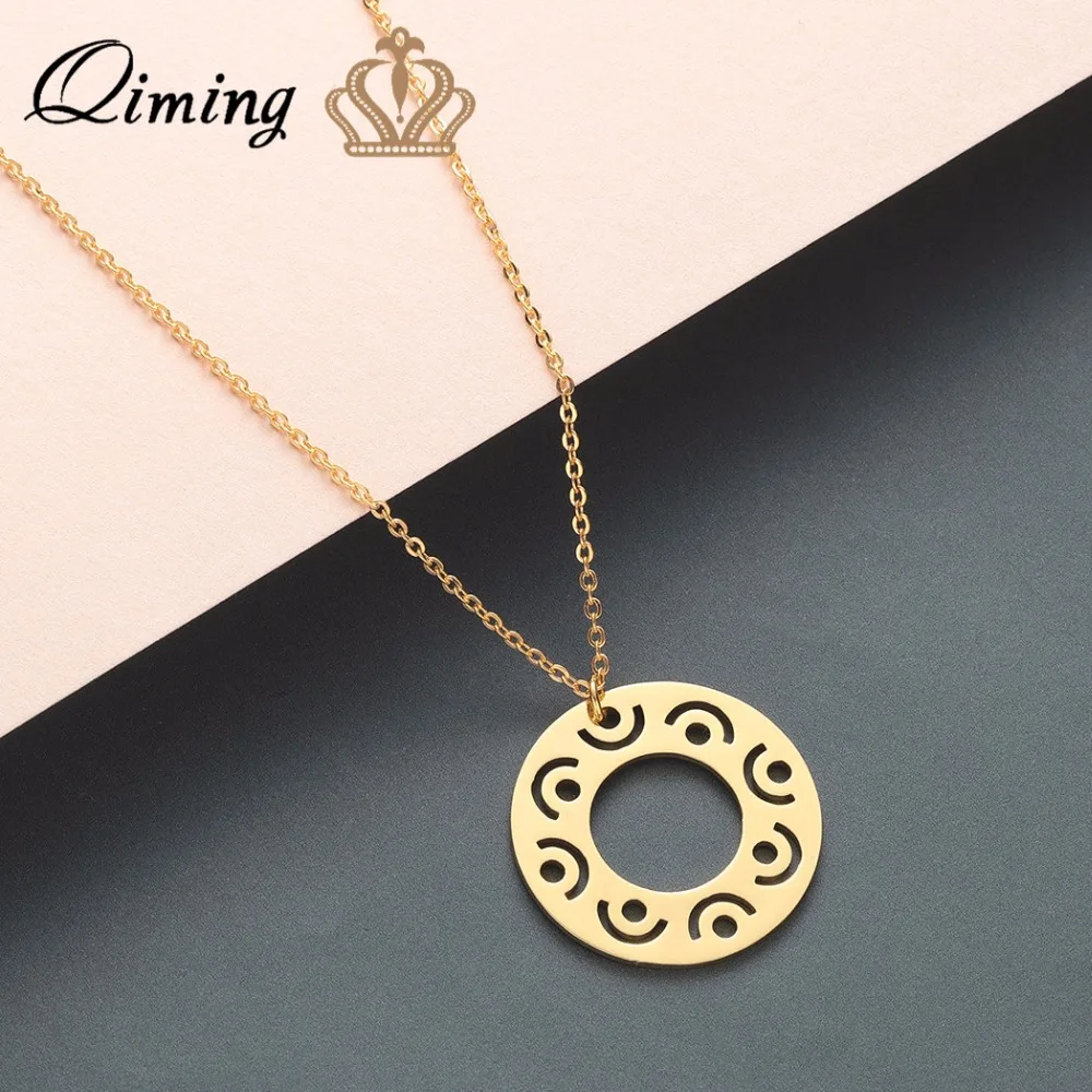 Цепочка QIMING из розового золота 2019 пробы круглое ожерелье для женщин и девушек